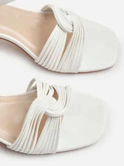 Linzi White Susanna Block Heeled Sandals With Knotted Front Detail