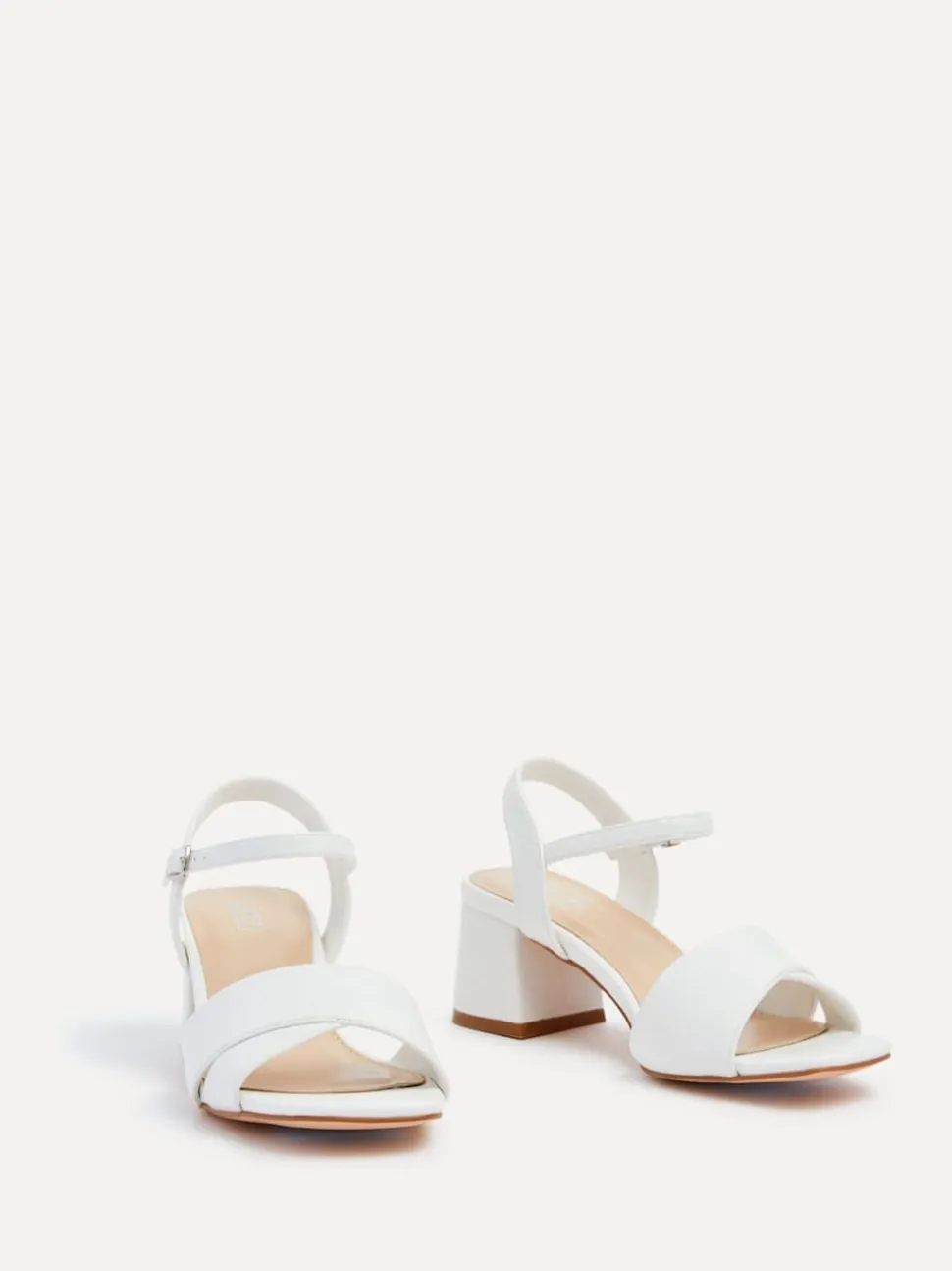 Linzi White Wide Fit Vivian Heeled Sandals With Crossover Front Strap