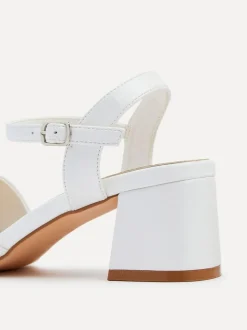 Linzi White Wide Fit Vivian Heeled Sandals With Crossover Front Strap