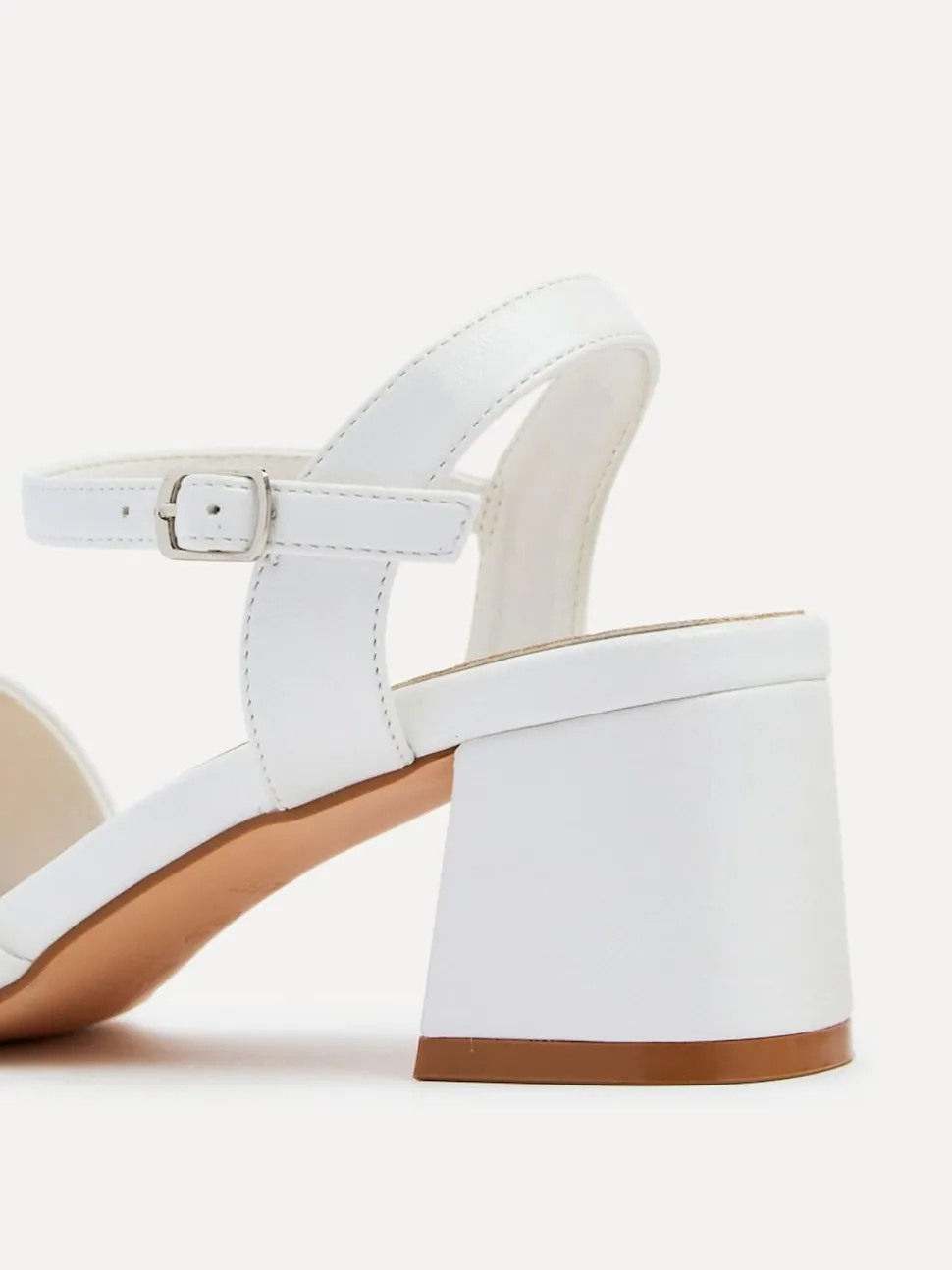 Linzi White Wide Fit Vivian Heeled Sandals With Crossover Front Strap