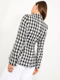 Lipsy Black and White Houndstooth Single Breasted Blazer