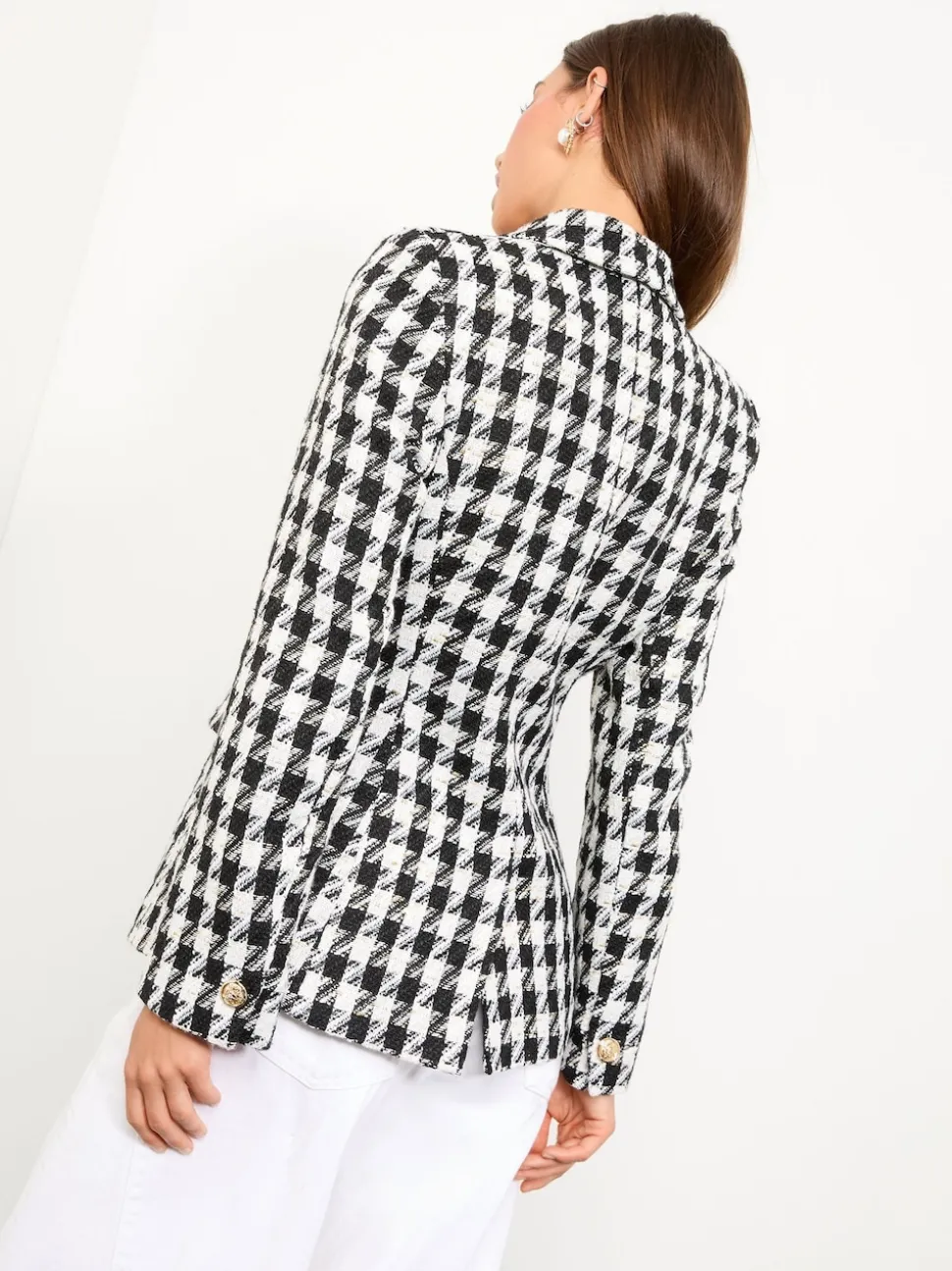 Lipsy Black and White Houndstooth Single Breasted Blazer