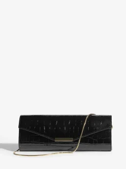 Lipsy Black Croc Affect Clutch Bag