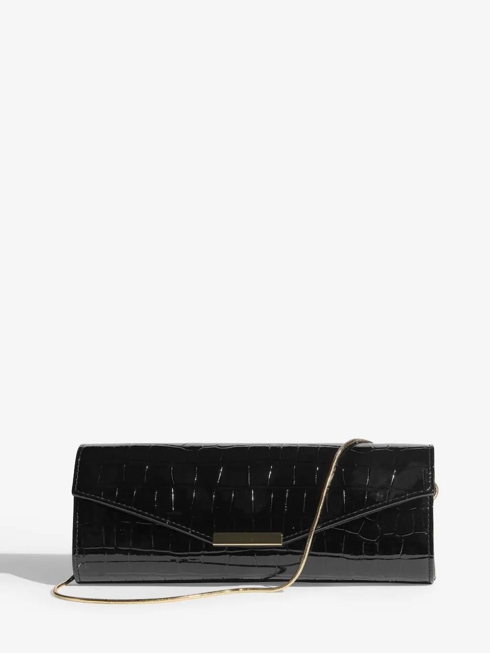 Lipsy Black Croc Affect Clutch Bag