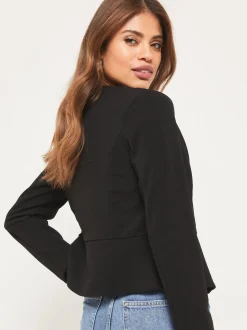 Lipsy Black Cropped Collarless Blazer