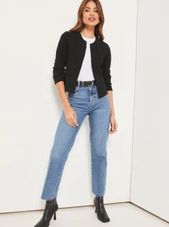 Lipsy Black Cropped Collarless Blazer