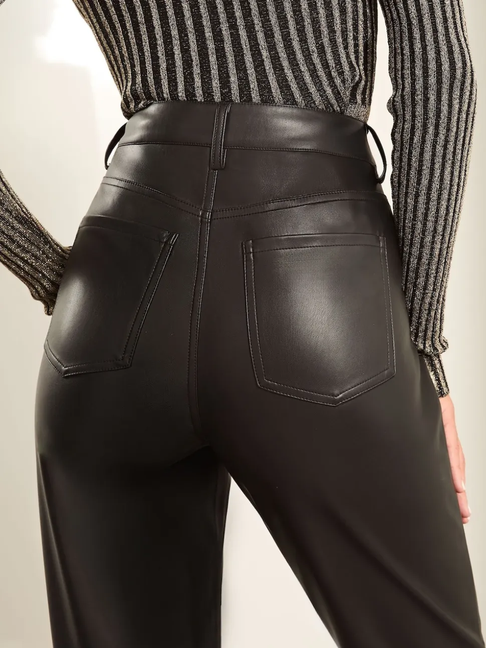 Lipsy Black Faux Leather Straight Leg Trousers