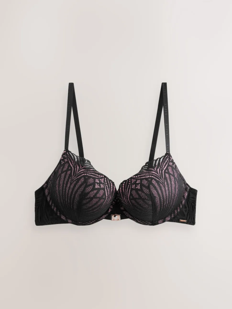Lipsy Black Geo Lace Triple Boost Bra