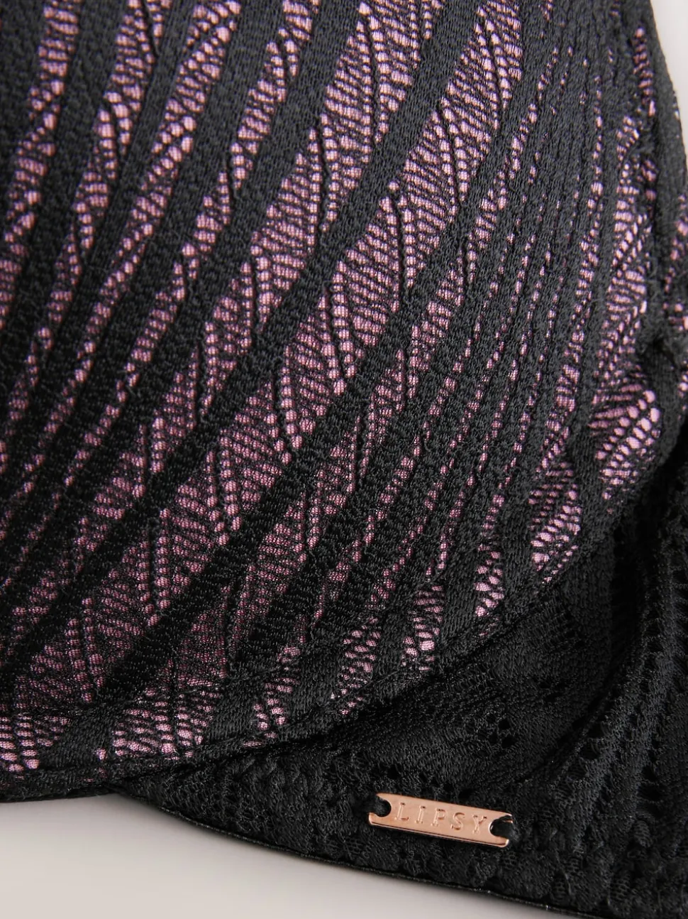 Lipsy Black Geo Lace Triple Boost Bra