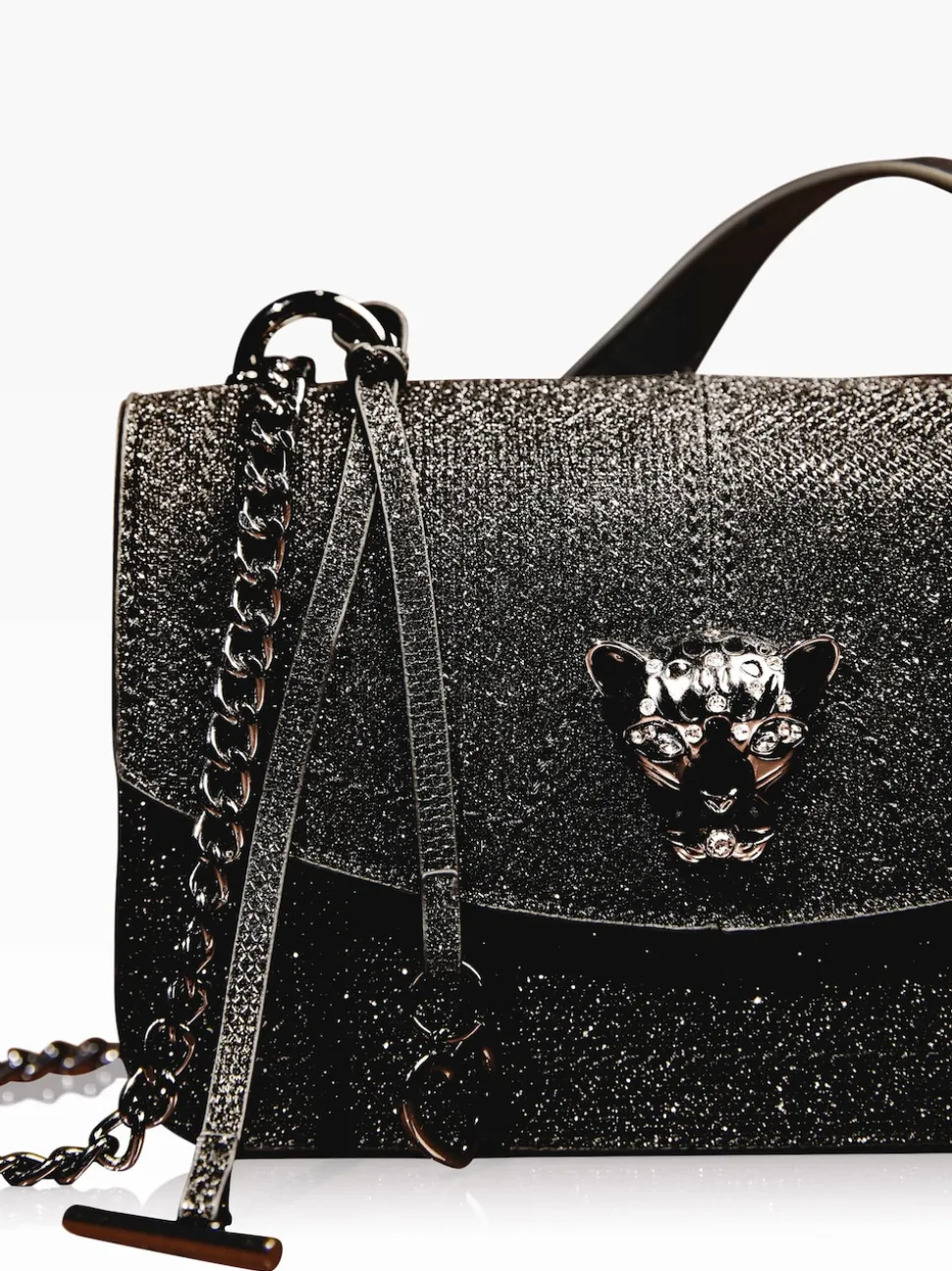 Lipsy Black Glitter Small Chain Shoulder Bag