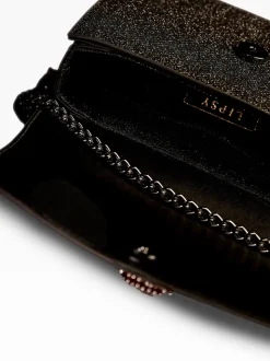 Lipsy Black Glitter Small Chain Shoulder Bag