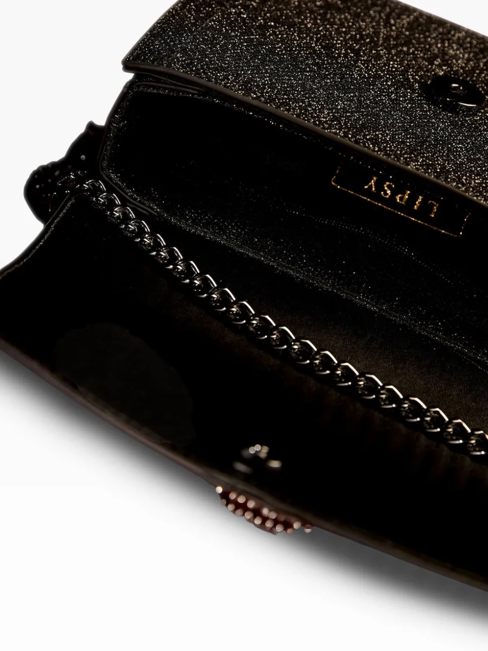 Lipsy Black Glitter Small Chain Shoulder Bag