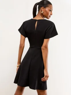 Lipsy Black Hardware Detail Mini Skater Dress
