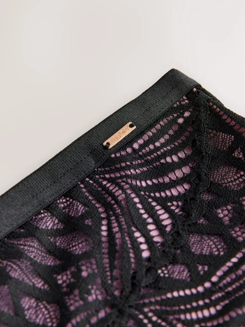 Lipsy Black High Rise Geo Lace Thong
