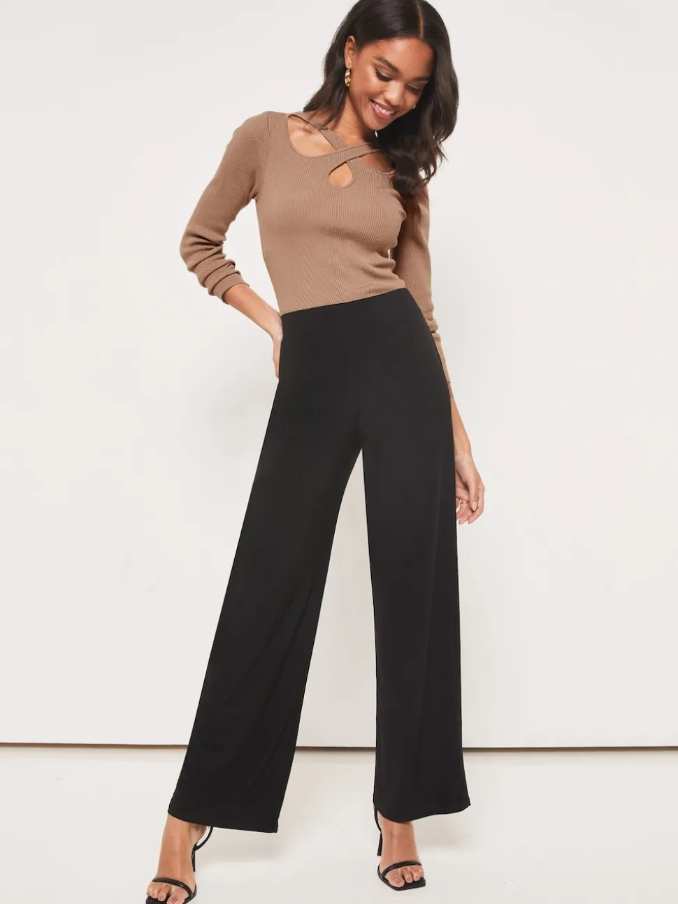 Lipsy Black High Waist Wide Leg Trousers