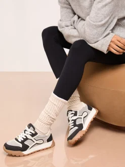 Lipsy Black Lace Up Chunky Runner Sports Trainers
