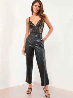 Lipsy Black Low Plunge Sequin Bodysuit