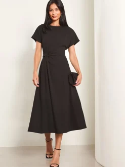 Lipsy Black Petite Knot Side Midi Dress
