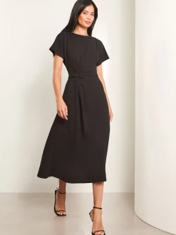 Lipsy Black Petite Knot Side Midi Dress