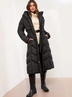 Lipsy Black Petite Longline Double Layer Padded Coat