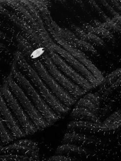 Lipsy Black Shimmer Ribbed Scarf