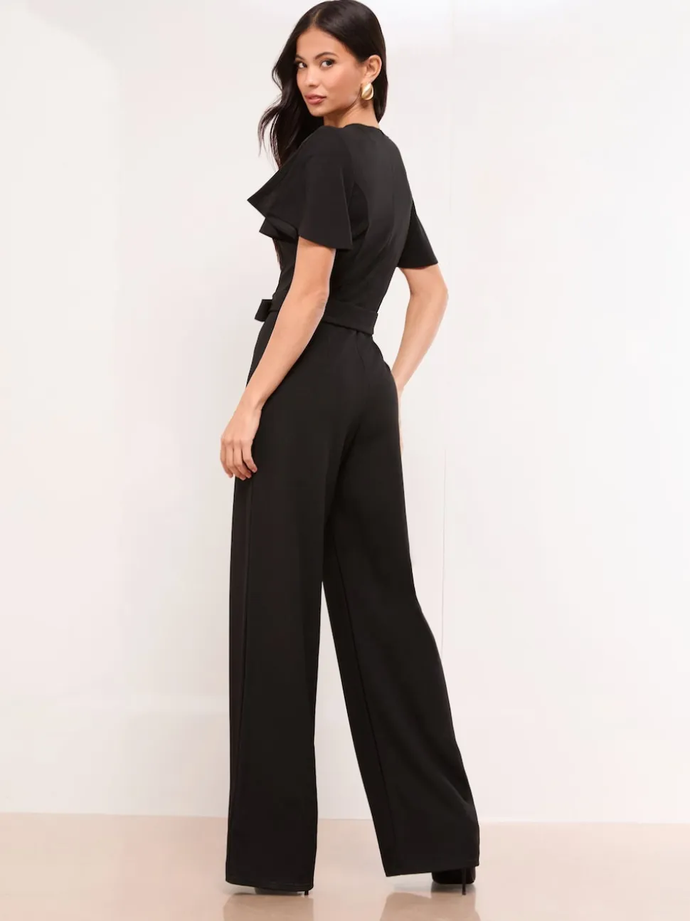 Lipsy Black Short Sleeve Hardware Jumpsuit
