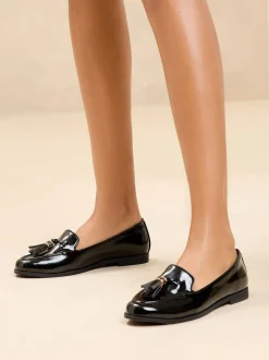 Lipsy Black Standard Fit Flat Slim Sole Tassel Loafers