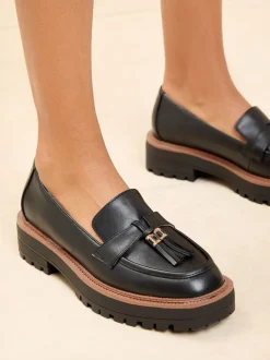 Lipsy Black Standard Fit Chunky Snaffle Trim Detail Faux Leather Loafers