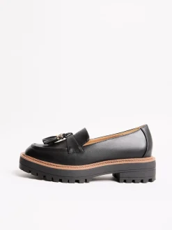 Lipsy Black Standard Fit Chunky Snaffle Trim Detail Faux Leather Loafers