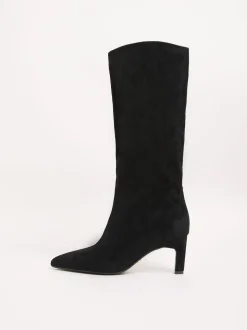 Lipsy Black Standard fit Faux Leather Knee High Low Kitten Heel Boots