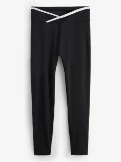 Lipsy Black Tipped Cross-Over Waist Leggings
