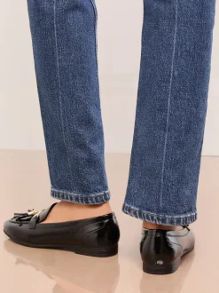 Lipsy Black Wide Fit Almond Toe Tassel Workwear Loafers