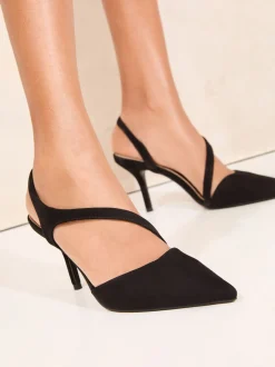 Lipsy Black Wide Fit Asymmetric Strap Court Shoes