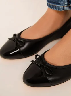 Lipsy Black Wide Fit Patent Toecap Ballerinas