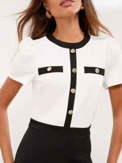 Lipsy Black/White Military Buttoned Jumpsuit