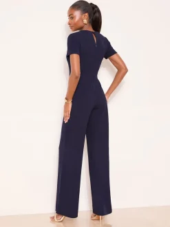 Lipsy Blue/Navy Short Sleeve Splice Jumpsuit