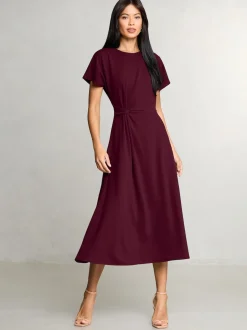 Lipsy Burgundy Red Knot Side Midi Dress