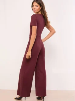 Lipsy Burgundy Red Petite Military Buttoned Jumpsuit