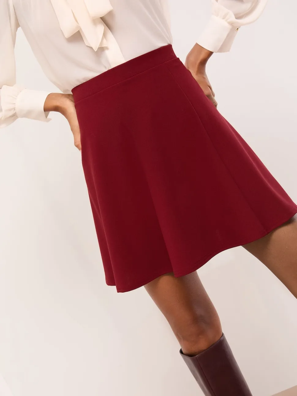 Lipsy Burgundy Red Skater Skirt