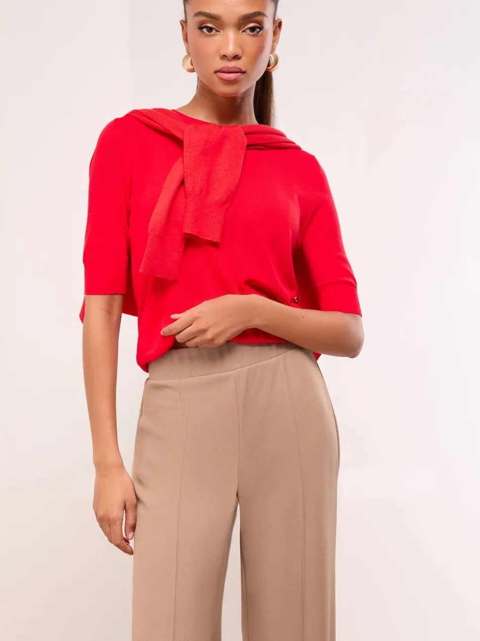 Lipsy Camel High Waist Wide Leg Trousers