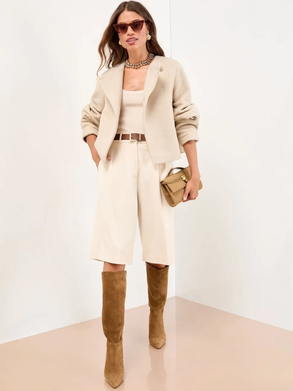 Lipsy Cream Brushed Textured Short Swing Back Jacket