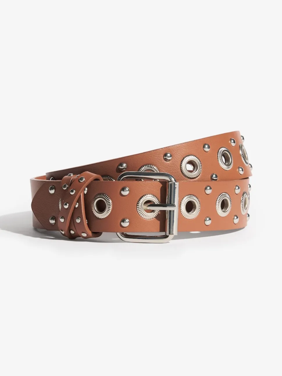 Lipsy Cream Weave and Tan Stud Belts 2 Pack