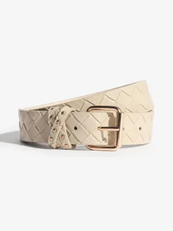 Lipsy Cream Weave and Tan Stud Belts 2 Pack