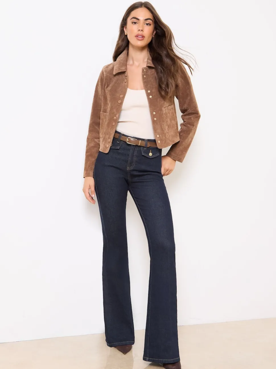 Lipsy Dark Blue Wash Glam Flare Leg Jeans