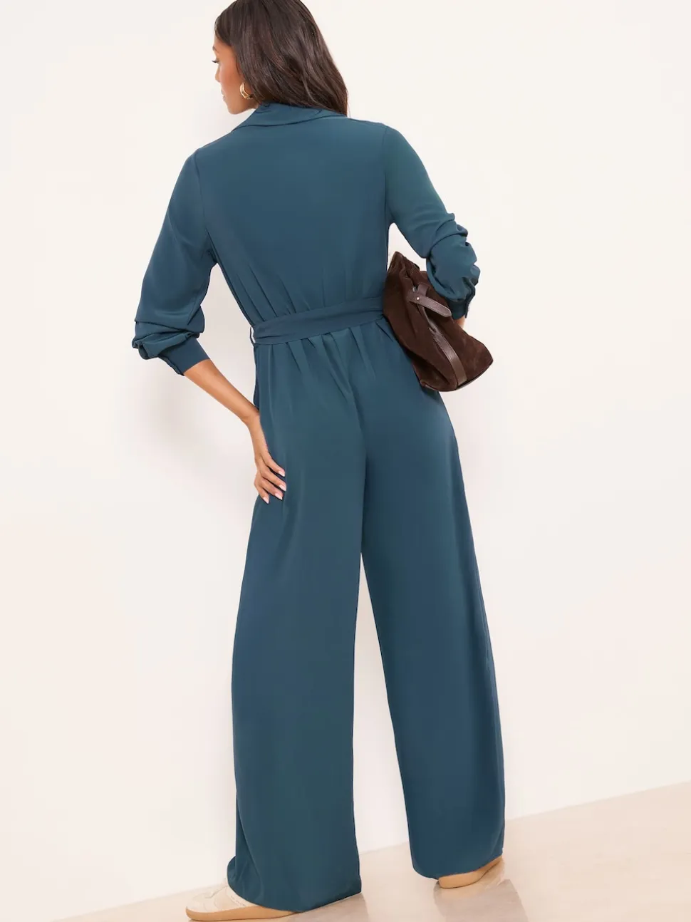 Lipsy Dark Green Petite Utility Belted Military Buttoned V-Neck Jumpsuit