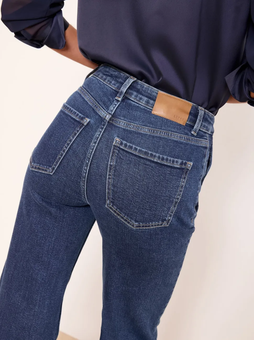 Lipsy Dark Wash Blue Petite Sailor Button Flared Leg Jeans