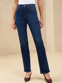 Lipsy Dark Wash Blue Sculpting High Waist Straight Leg Jeans