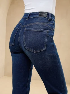 Lipsy Dark Wash Blue Sculpting High Waist Straight Leg Jeans