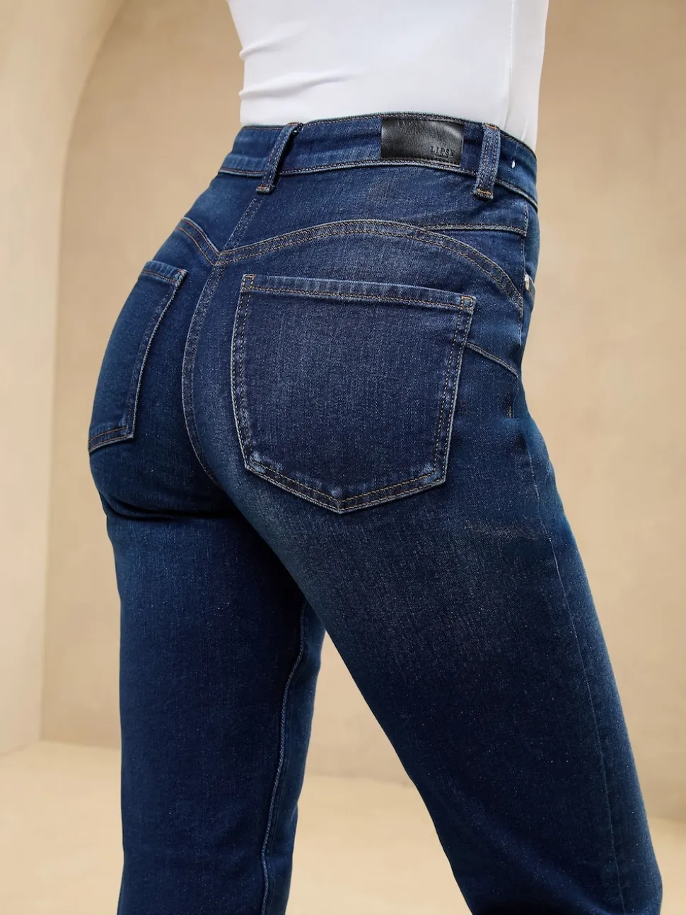 Lipsy Dark Wash Blue Sculpting High Waist Straight Leg Jeans
