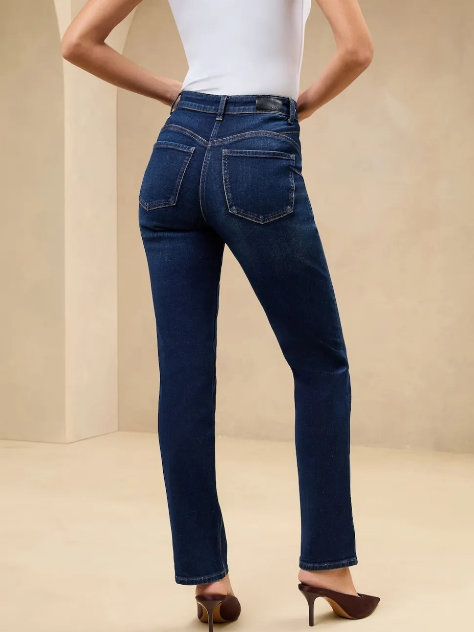 Lipsy Dark Wash Blue Sculpting High Waist Straight Leg Jeans